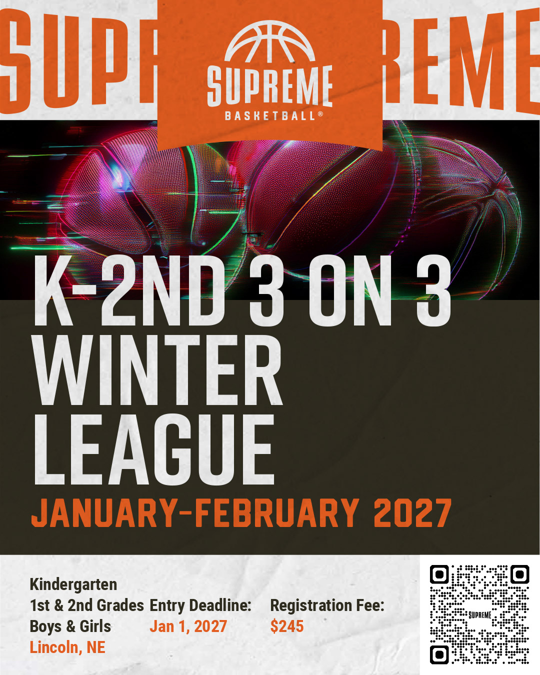 supreme k-2nd grade 3 on 3 winter league